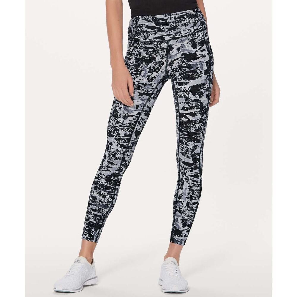 Lululemon Fast & Free 7/8 Tight II Nulux 25" Interlaced Starlight Black Size: 4